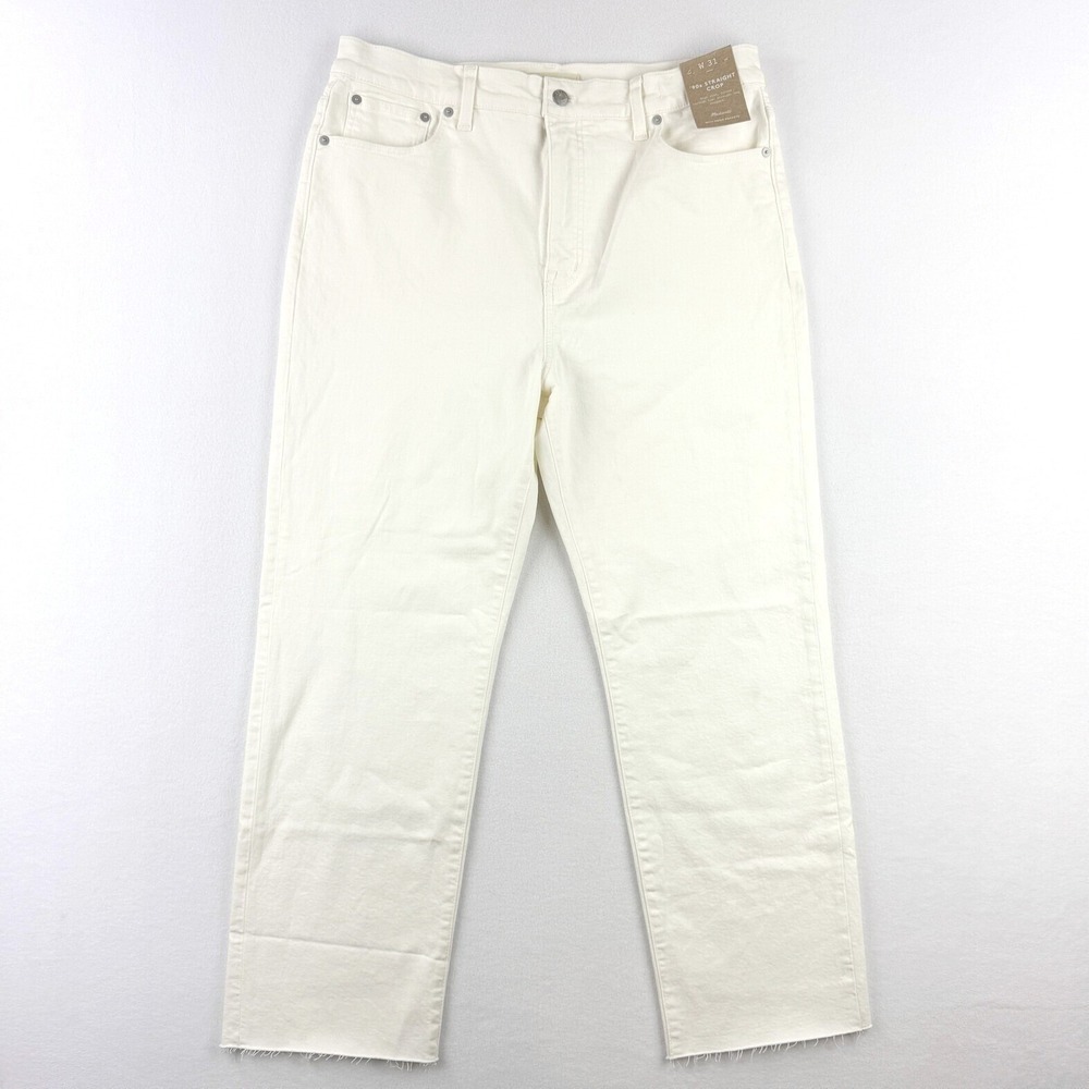 Madewell The 90s Straight Raw Crop Jeans Size‎ 31 Womens Tile White High Rise